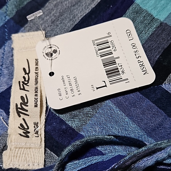 We The Free Tops - We The Free Boho Size Large Blue Plaid Halter Top NWT